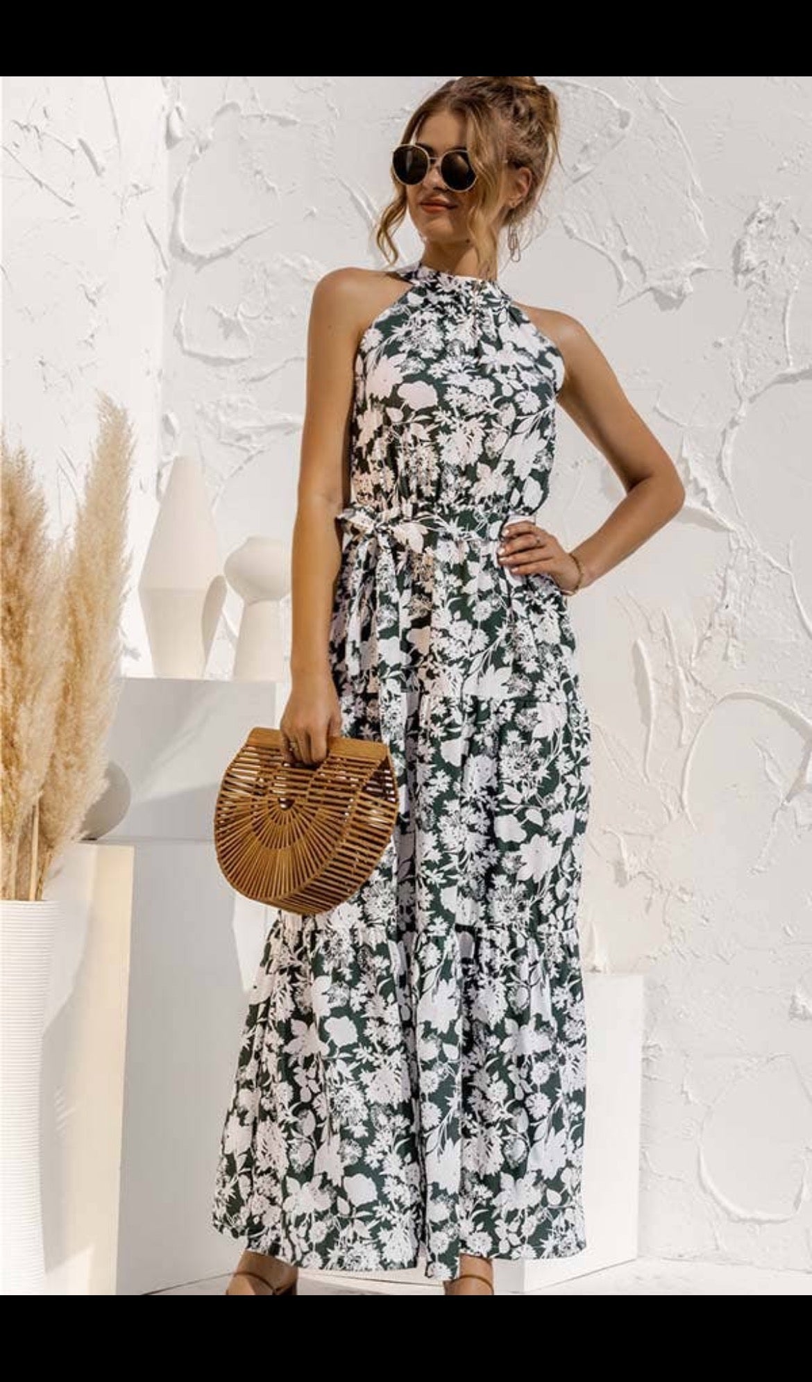 Copy of Print Halter Tiered Maxi Dress