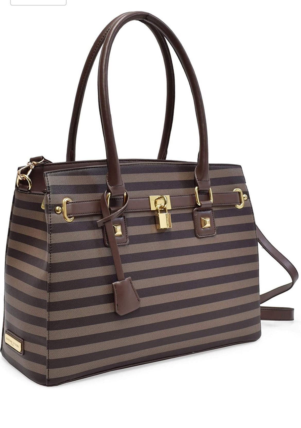 Chocolate Stripe Buckle-Accent Satchel